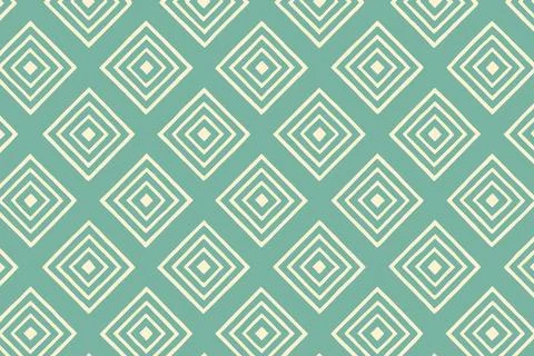 Seamless geometric pattern of white diamond shapes on a faded teal background Stockillustratie