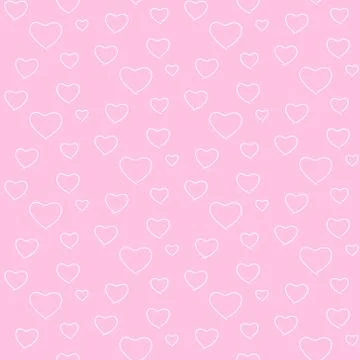 Seamless geometric pattern, white heart valentine day on pink background Stock Illustration