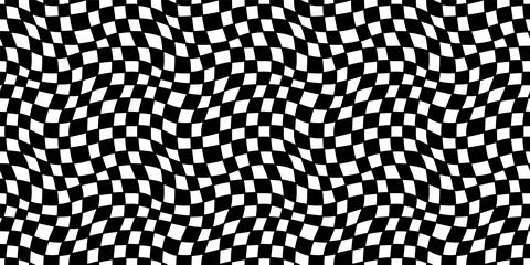 Seamless geometric pattern with woven and distorted checkers Stock Illustration