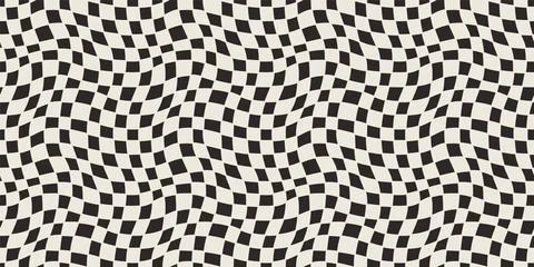 Seamless geometric pattern with woven and distorted checkers Stock Illustration