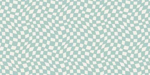 Seamless geometric pattern with woven and distorted checkers Illustrazione stock