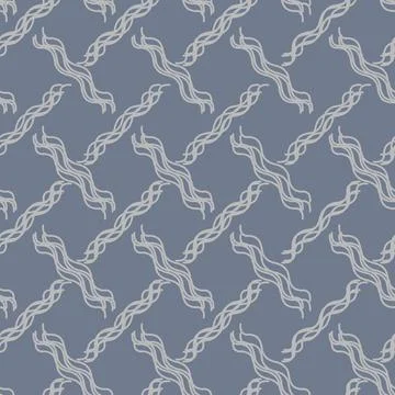Seamless geometric patterns. Beige intersecting waves on a gray-blue background Stock Illustration