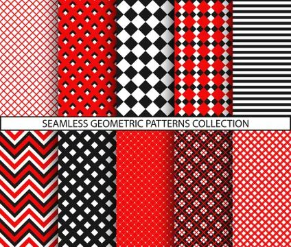 Seamless geometric patterns collection Illustrazione stock