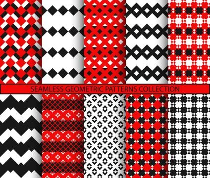 Seamless geometric patterns collection Illustrazione stock