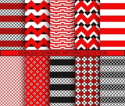 Seamless geometric patterns collection Stock Illustration