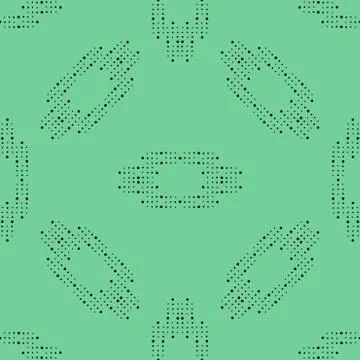 Seamless geometric patterns on a mint background. Black dots form wavy ellips Stock Illustration