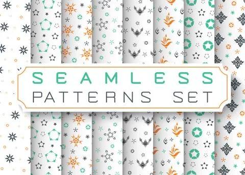 Seamless Geometric Patterns Set. Vector illustration. Stockillustratie
