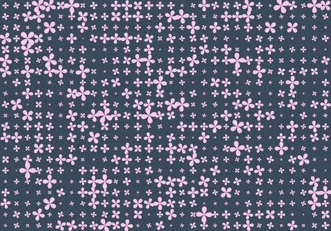 Seamless geometric pink flowers pattern pastel blue background. abstract te.. 스톡 일러스트