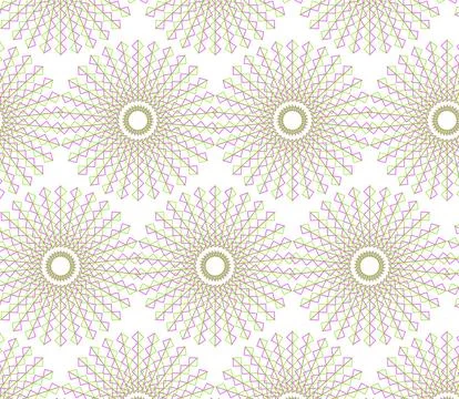 Seamless Geometric Radial Pattern in Pink and Green  Abstract Decorative Fl.. イラスト素材