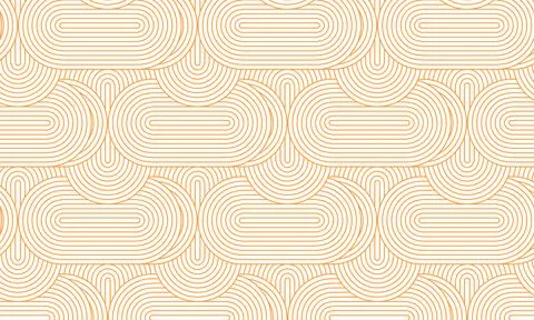Seamless Geometric Retro Line Pattern Background in Soft Beige and Orange f.. Illustrazione stock