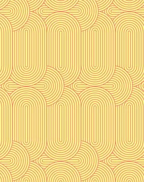 Seamless Geometric Retro Line Pattern Background in Soft Beige and Orange f.. Illustrazione stock