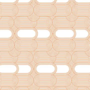 Seamless Geometric Retro Line Pattern Background in Soft Beige and Orange f.. Illustrazione stock