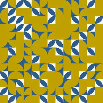 Seamless geometric retro pattern illustration with abstract shapes and curv.. Stock Illustration