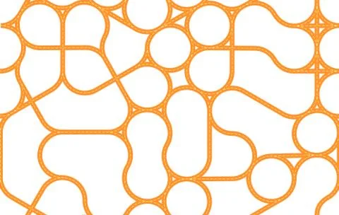 Seamless geometric roads. Editable lines in color and path. Stock Illustration