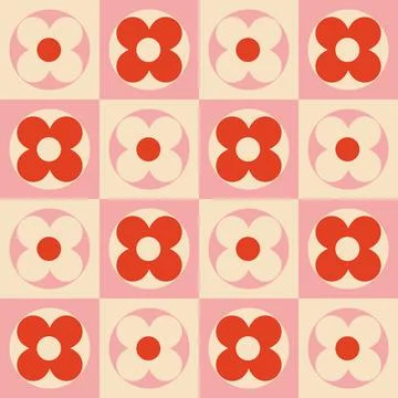Seamless geometric seamless pattern with flowers. Stock Illustration