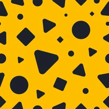 Seamless geometric shape pattern on yellow background. Stock Illustration