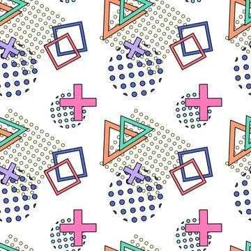Seamless Geometric Shapes Pattern with Dots Stock Illustration