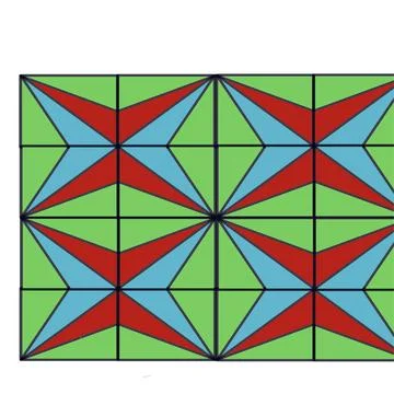 Seamless Geometric Star Pattern in Red Blue and Green Stock Illustration