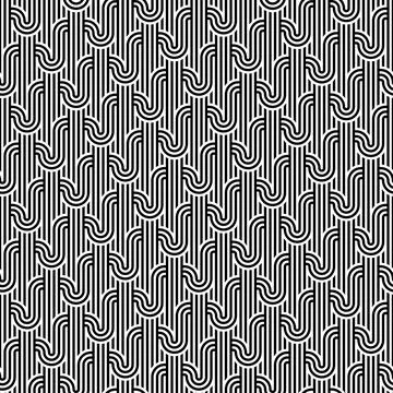 Seamless geometric striped pattern. Monochrome striped loopy ribbon maze texture Stock Illustration