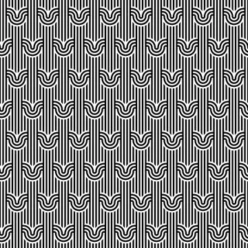Seamless geometric striped pattern. Monochrome striped loopy ribbon, with maze Stock-Illustration