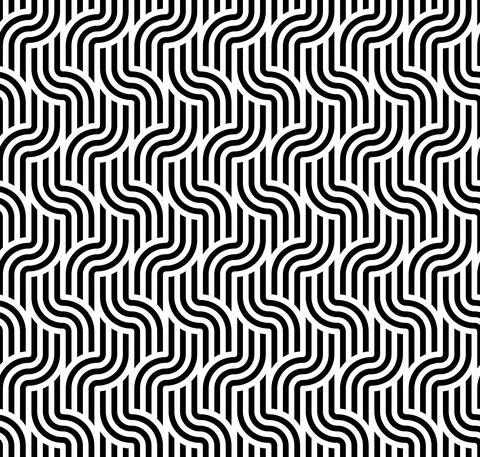 Seamless geometric striped pattern. Monochrome striped loopy ribbon, with maze Stock-Illustration