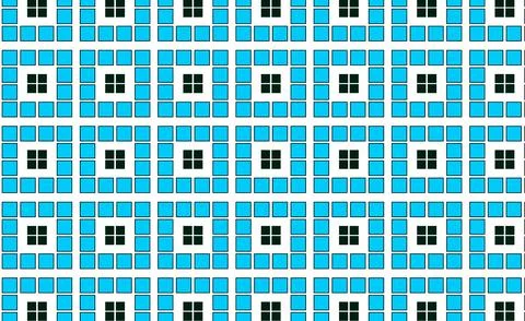 Seamless Geometric Tile Pattern With Turquoise Squares and Dark Center Grid.. Illustrazione stock