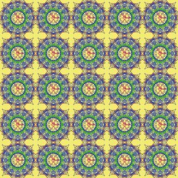 Seamless geometric tile pattern using yellow, green, blue colors Stock Illustration