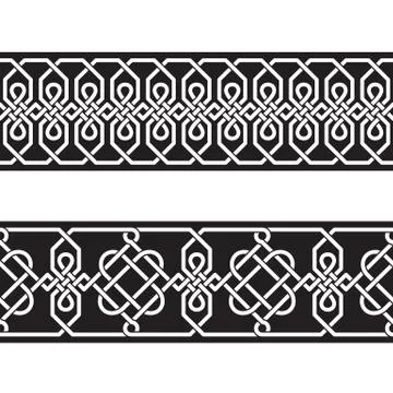 Seamless geometric tiling borders Stock Illustration