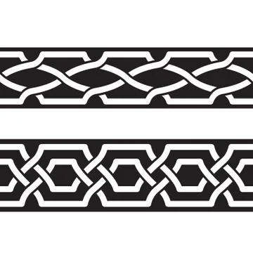 Seamless geometric tiling borders Stock Illustration