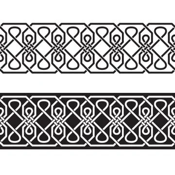 Seamless geometric tiling borders Stock Illustration