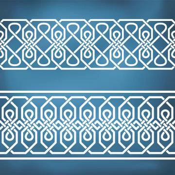 Seamless geometric tiling borders Stock Illustration