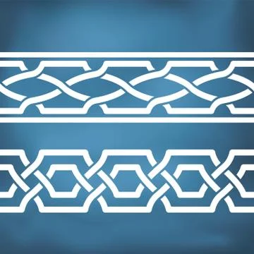 Seamless geometric tiling borders Stock Illustration