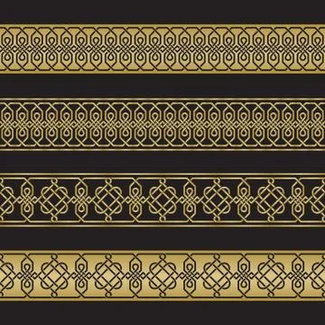 Seamless geometric tiling borders Stock Illustration