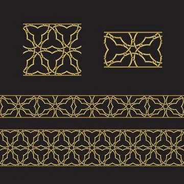 Seamless geometric tiling borders Stock Illustration