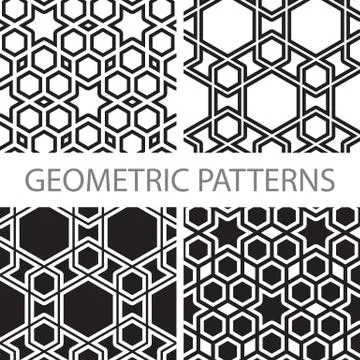 Seamless geometric tiling patterns Stock Illustration