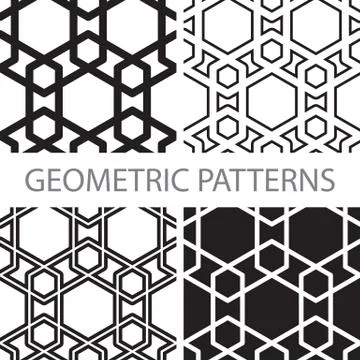 Seamless geometric tiling patterns Stock Illustration