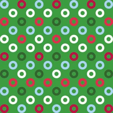 Seamless geometric vector pattern with circular polka dots in festive colors. Stock Illustration