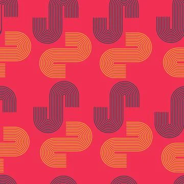 Seamless geometric vector pattern on a dark pink background Stock Illustration