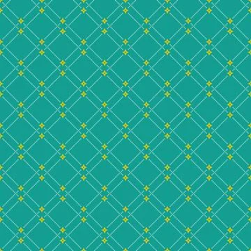 Seamless Geometric Vector Pattern With Dotted Rhombuses Stock Illustration