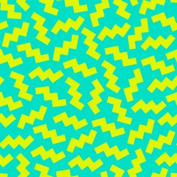 Seamless geometric vintage pattern in retro 80's style on the blue background Stock-Illustration