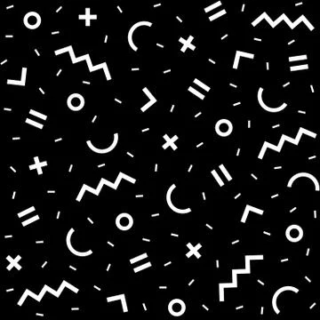 Seamless geometric vintage pattern in retro 80s style on the white background Stock Illustration