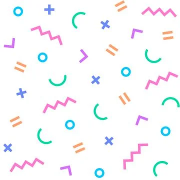 Seamless geometric vintage pattern in retro 80s style on the white background Stock Illustration
