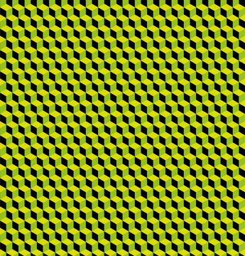 Seamless geometric volume green pattern. 3D cube shapes. Stock Illustration