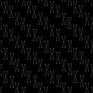 Seamless geometric white dot patterns on a black background. Grunge texture Stock Illustration