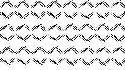 Seamless geometric zigzag pattern, doodle zig zag seamless pattern drawn Stock Illustration