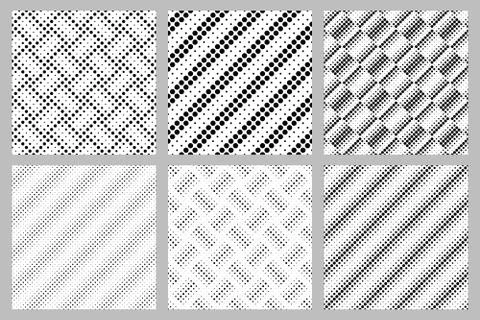 Seamless geometrical abstract dot pattern background design set Stock Illustration