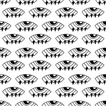 Seamless geometrical eyes pattern. Vector for textile, wallpaper design. Whim Stock Illustration