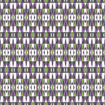 Seamless geometrical pattern in violet, white, green and dark grey 스톡 일러스트