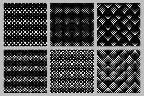 Seamless geometrical retro dot pattern background set 스톡 일러스트