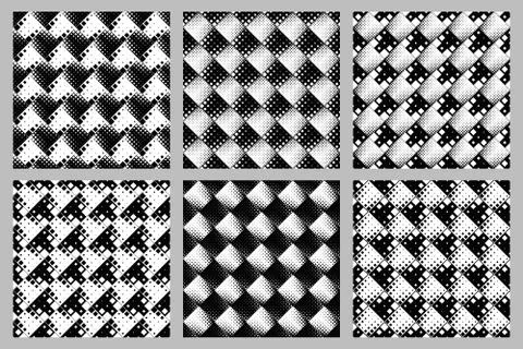 Seamless geometrical square pattern background set Stock Illustration